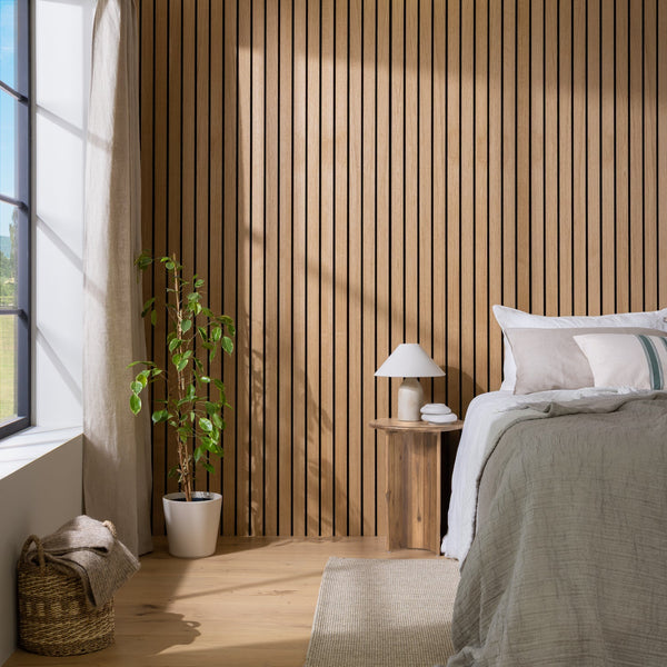 SlatWall Grand Acoustic Honey Oak and Black Panel