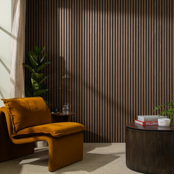 SlatWall Acoustic Dark Walnut Panel