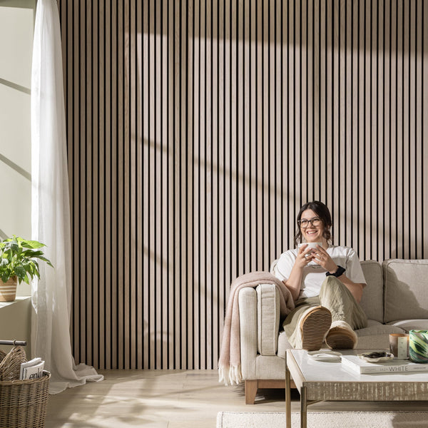SlatWall Acoustic Whitewashed Oak Panel