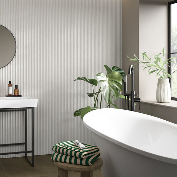 Reeded Waterproof White Marble Panel