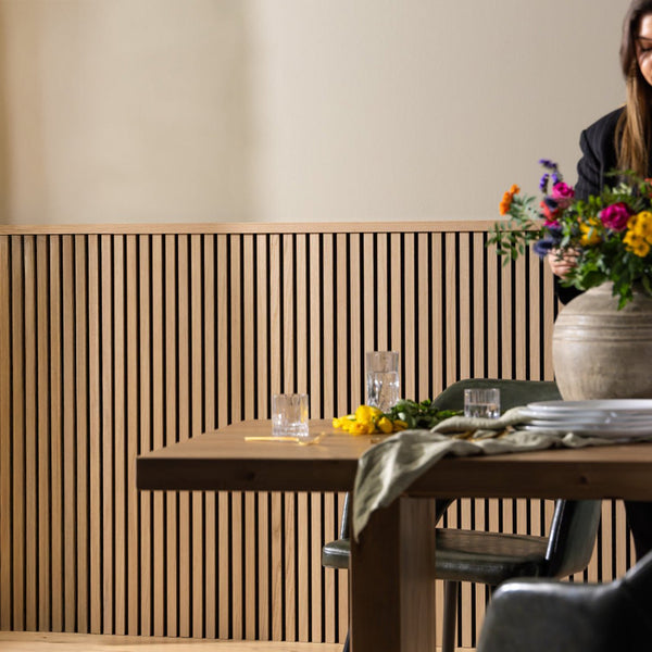 SlatWall Half Height Natural Oak and Black Panel